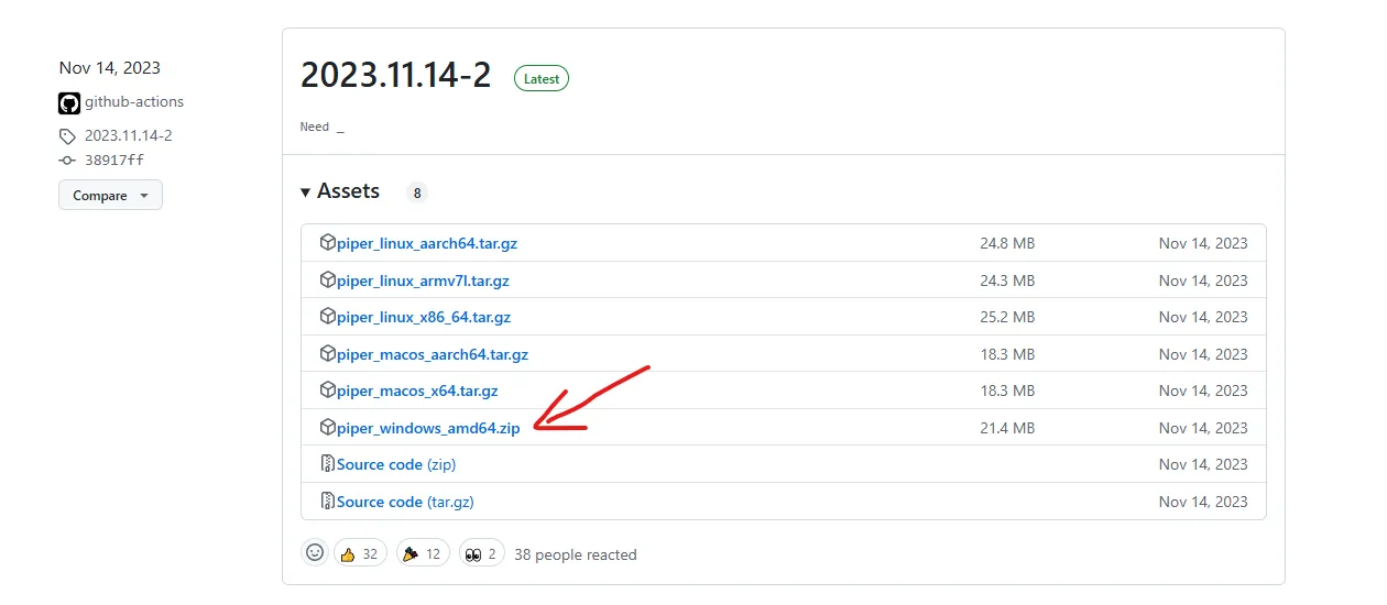 Pour mon cas, la version piper_windows_amd64.zip est le fichier qu'il me faut.